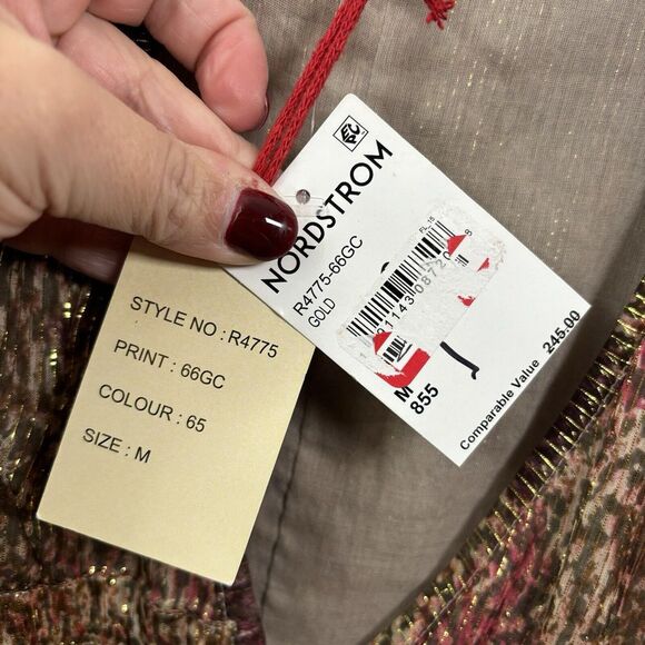 NWT Raga Zuri Long Sleeve Maxi Gold Metallic Dress Oversized Size M $245 MSRP - Picture 13 of 14